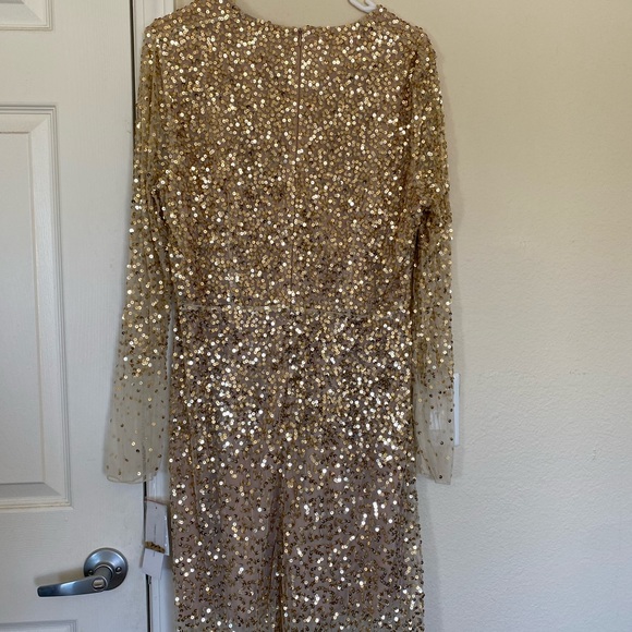 French Connection Emille Sparkle Short Gold Dress - Picture 3 of 8
